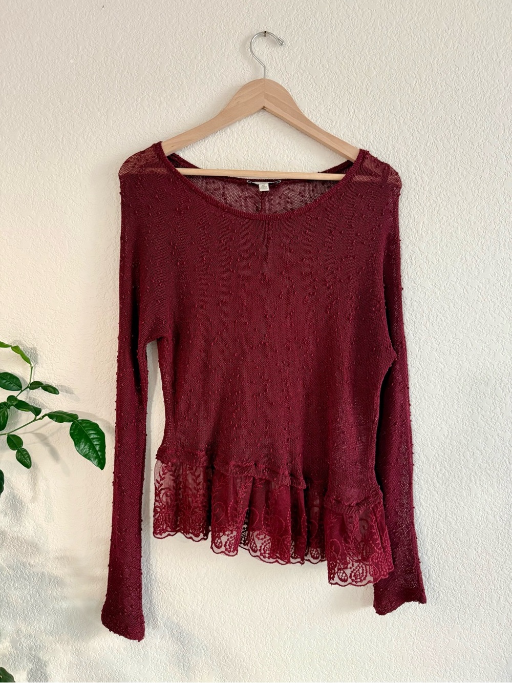 American Eagle - Burgundy Asymmetric Hem Top